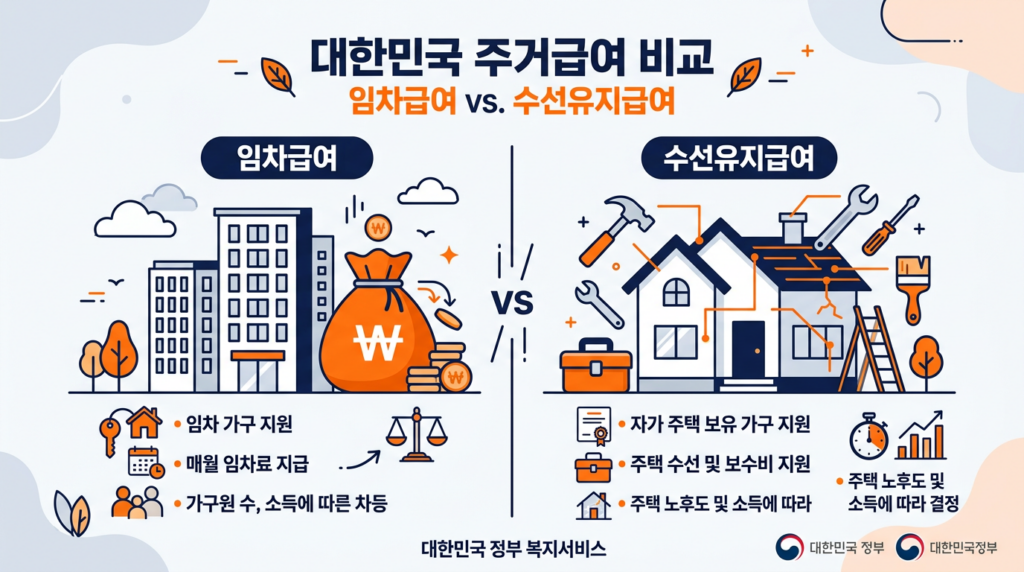 2026 주거급여 임차급여 수선유지급여 지원 금액 비교