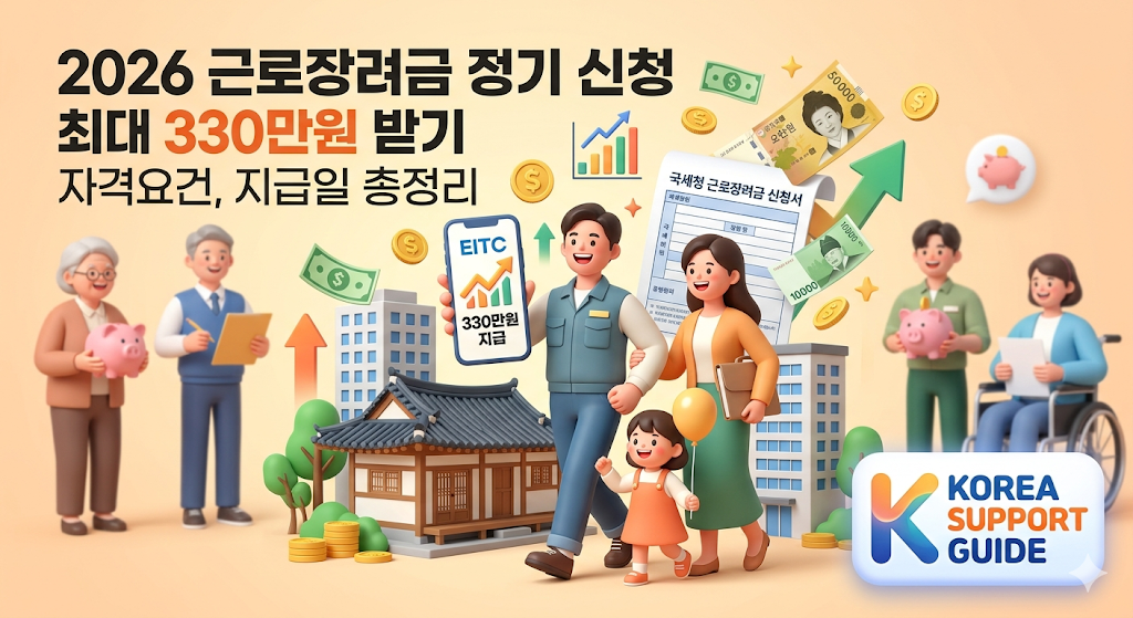 2026 근로장려금 신청방법 및 자격요건 지급일 총정리: 최대 330만원 받기 (KOREA SUPPORT GUIDE)