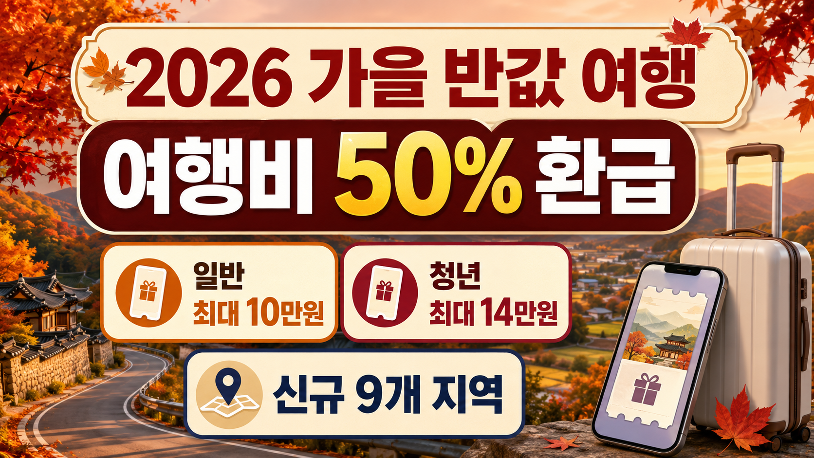 2026 가을 반값 여행 신청방법과 일반·청년 환급 한도 안내