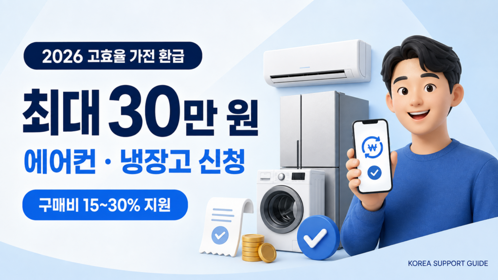 2026 고효율 가전 환급 신청 대상과 에어컨 냉장고 최대 30만 원 지원 안내