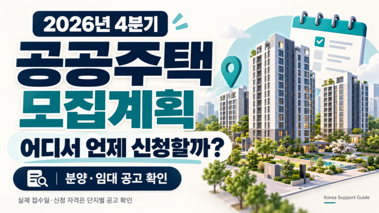 2026년 4분기 공공주택 모집계획 안내: 분양·임대 공고와 신청 일정 확인
